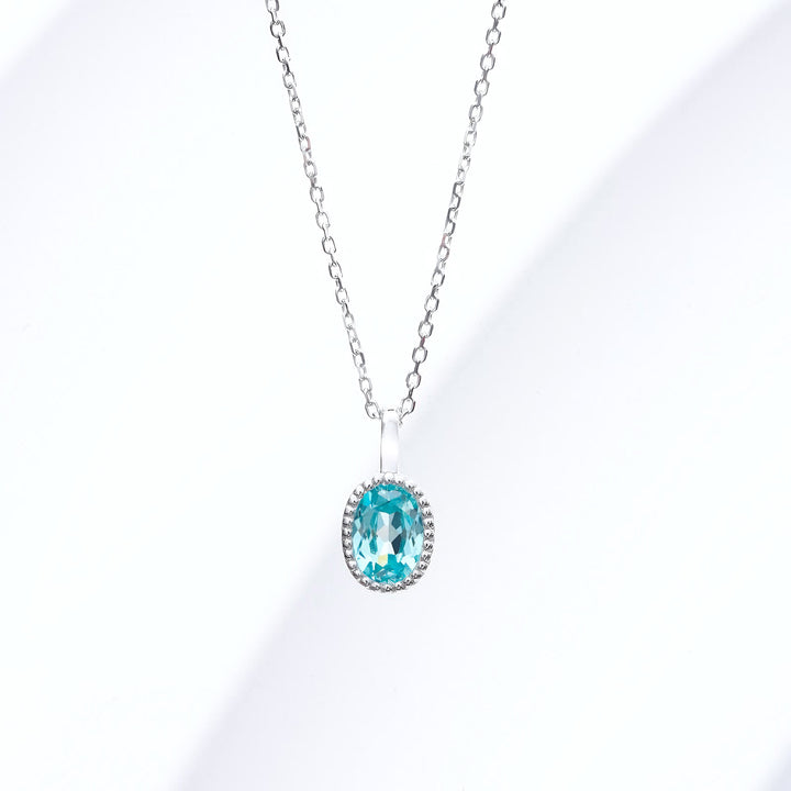 1.25ct Oval Cut Paraiba Pendant Necklace in 14K White Gold (5x7mm)