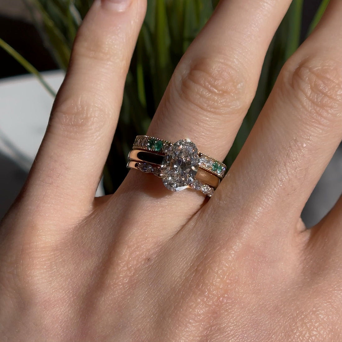 Round and marquise lab diamond half-eternity band, view 12