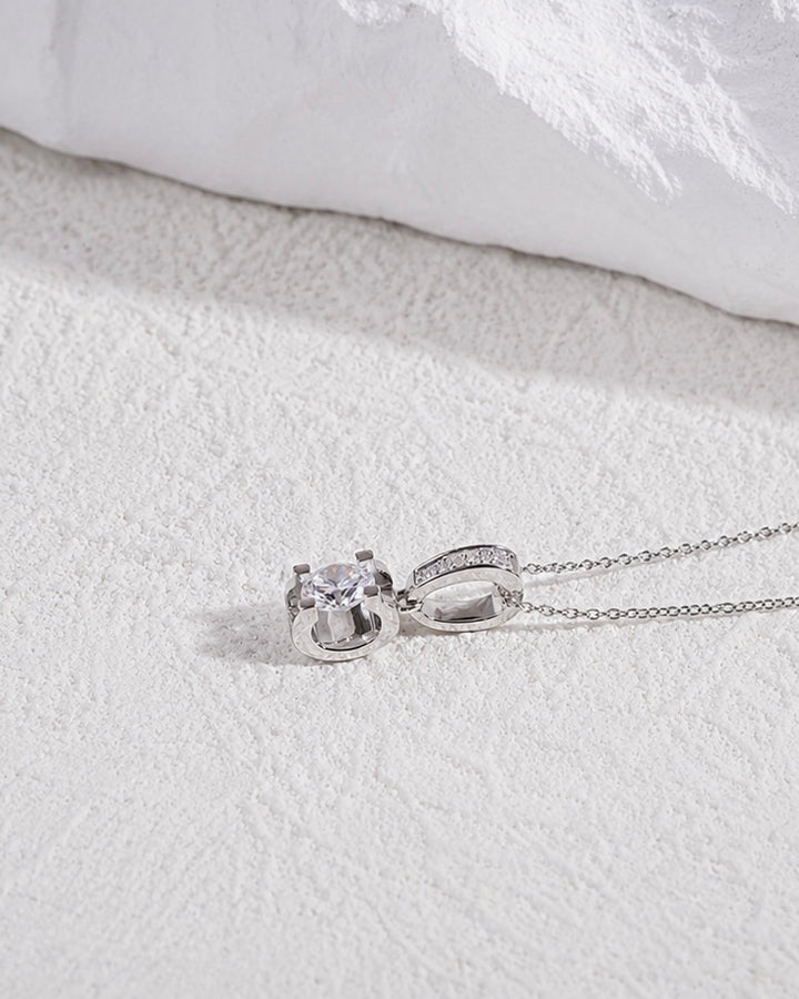 5mm, 0.6ct Round Cut Lab Diamond Pendant with Pavé-Bail Necklace
