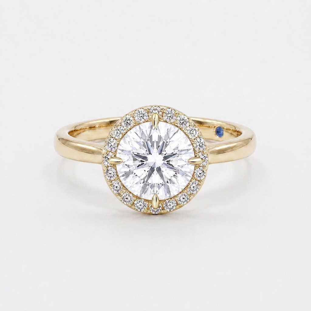 1.00ct Round Diamond Solitaire Ring with Floating Diamond Halo