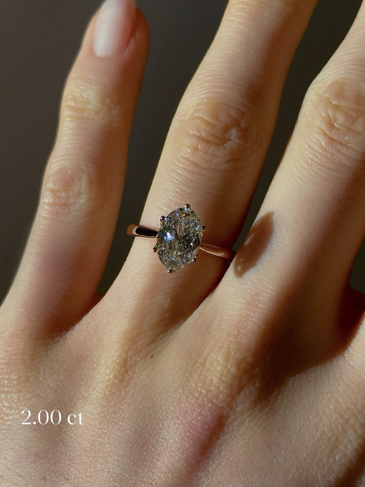 2.00/3.00ct Oval Lab-Grown Diamond Solitaire Ring, "The Lotus Lace"