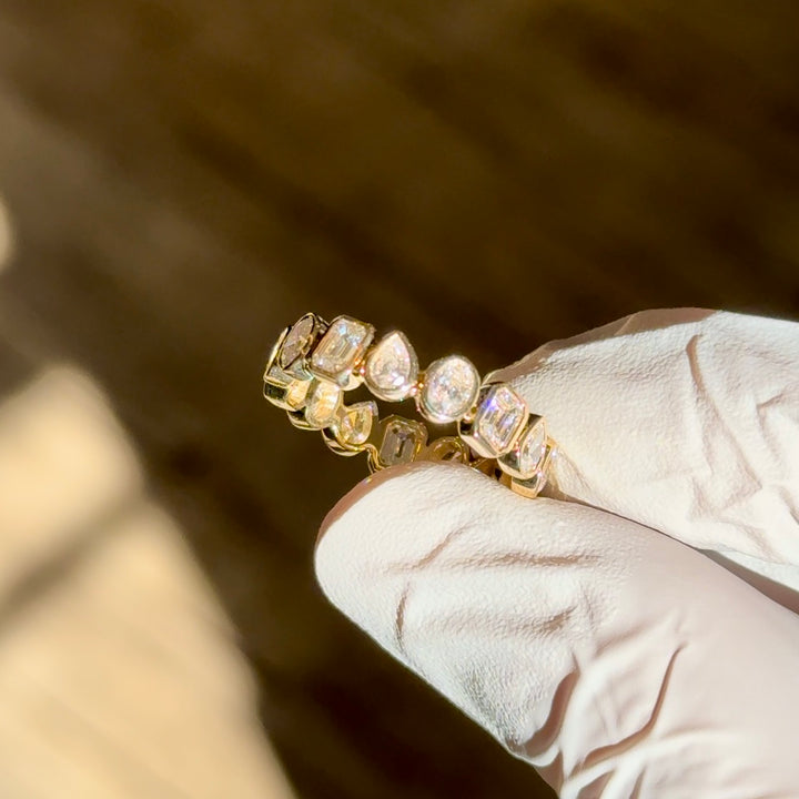 Customized™ 3mm, 3.00ctw Pear, Oval, and Emerald Lab-Grown Diamond Eternity Band Ring in Yellow Gold
