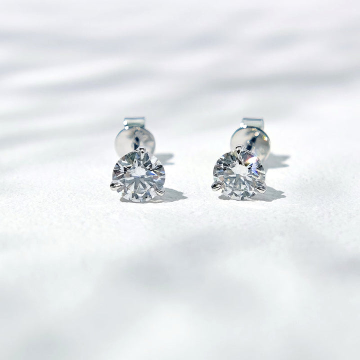 5mm, 1.00ct total Classic Three-Prong Martini Diamond Earrings in 14K Solid White/Yellow/Rose Gold