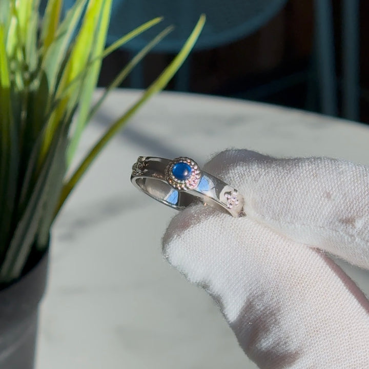 Customized™ 3.5mm, 0.23ct Cabochon Natural Sapphire Ring in 925 Sterling Silver