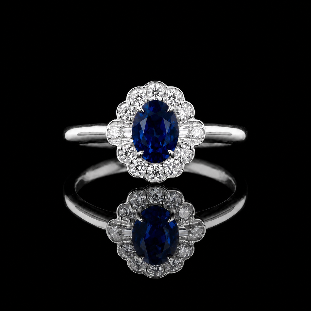 The Marielle — Petite Sapphire Halo Ring