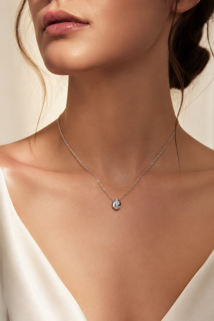 0.5ctw Lab Diamond Stopper Bead Pendant Necklace