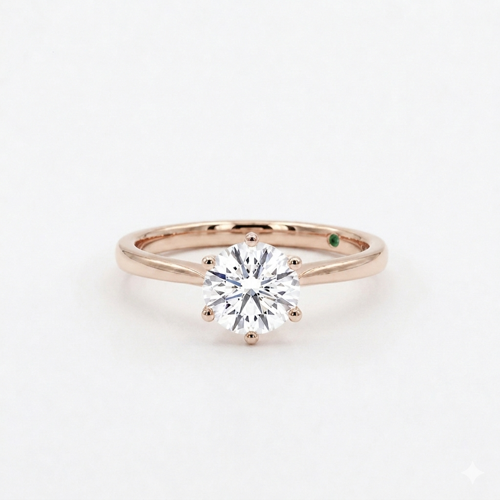Round Solitaire Diamond Ring, "The Tiffany"