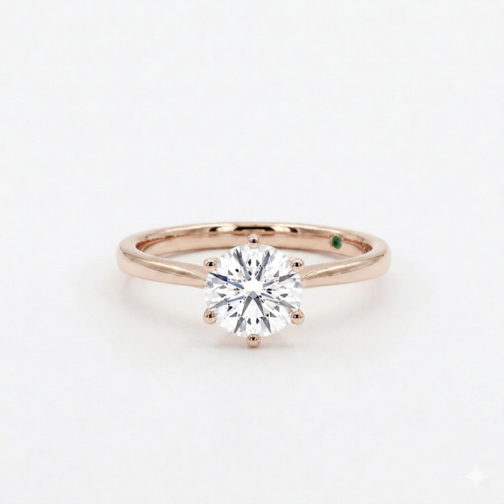 Round Solitaire Diamond Ring, "The Tiffany"