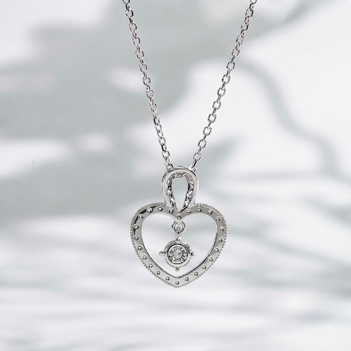 3.9mm, 0.45ct Round Cut Lab Diamond Pavé-Heart Pendant Necklace