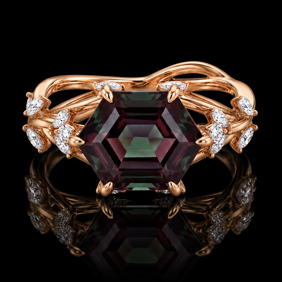 The Verbena — Dutch Marquise Alexandrite Garden Ring