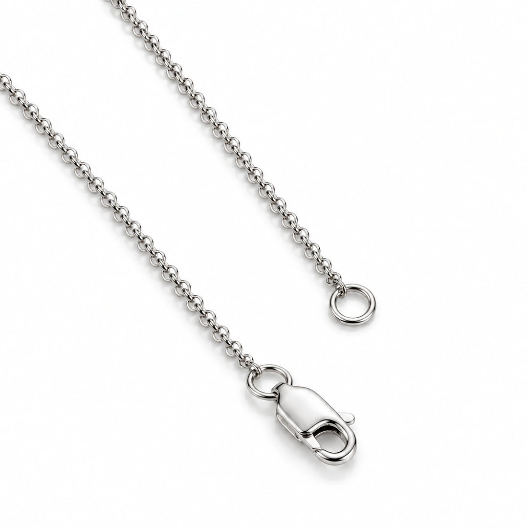Chain and clasp detail, white gold