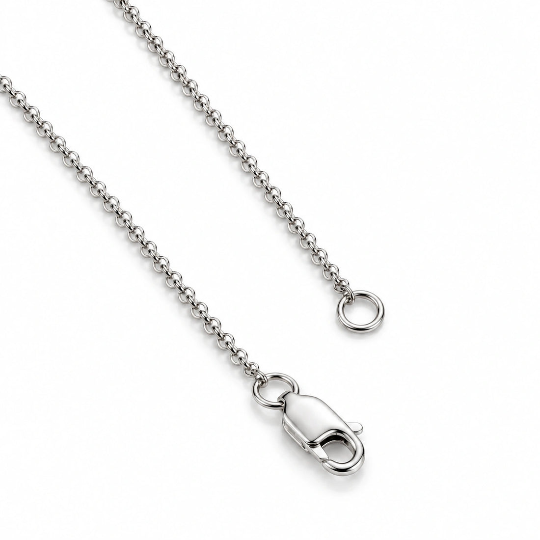 Chain and clasp detail, white gold