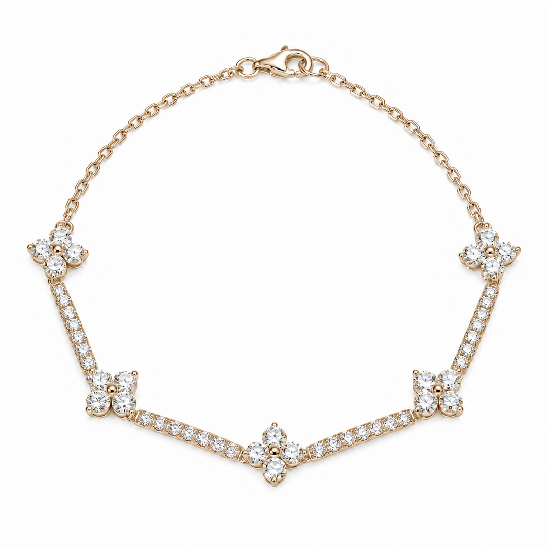 Flower Lab Diamond Half-Tennis Bracelet in 14K Yellow Gold