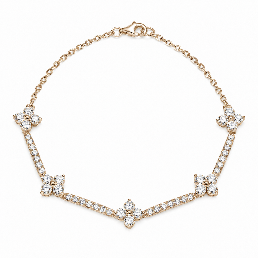 Flower Lab Diamond Half-Tennis Bracelet in 14K Yellow Gold