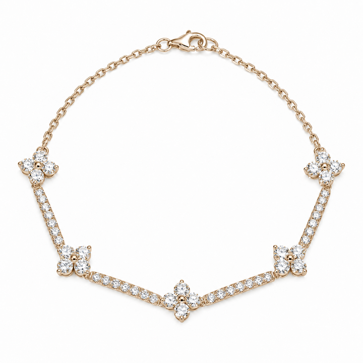 Flower Lab Diamond Half-Tennis Bracelet in 14K Yellow Gold