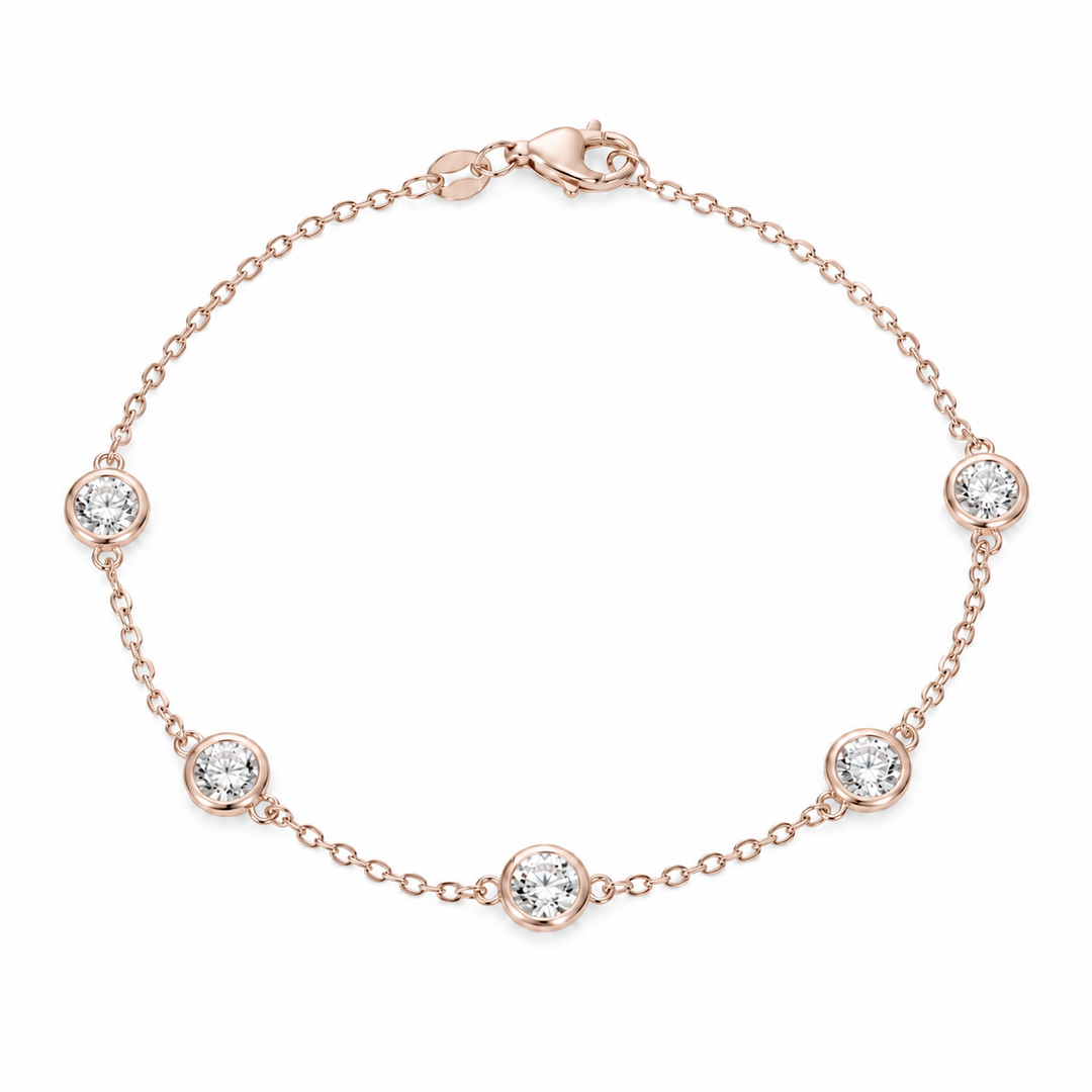 Bezel-Set Lab Diamond Station Bracelet in 14K Rose Gold