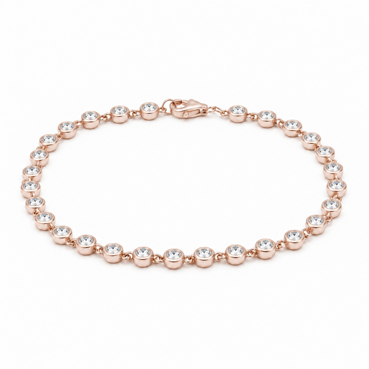 Bezel-Set Round Lab Diamond Tennis Bracelet, 2.5ctw (3mm) in 14K Rose Gold