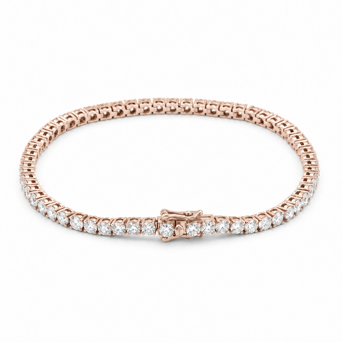 Round Lab Diamond Tennis Bracelet in 14K Rose Gold