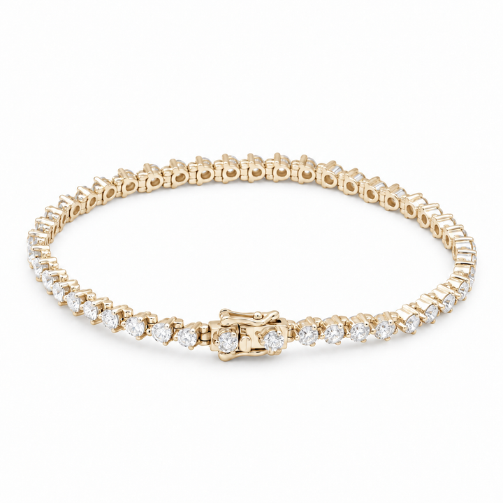 Three-Prong Round Lab Diamond Tennis Bracelet in 14K Yellow Gold