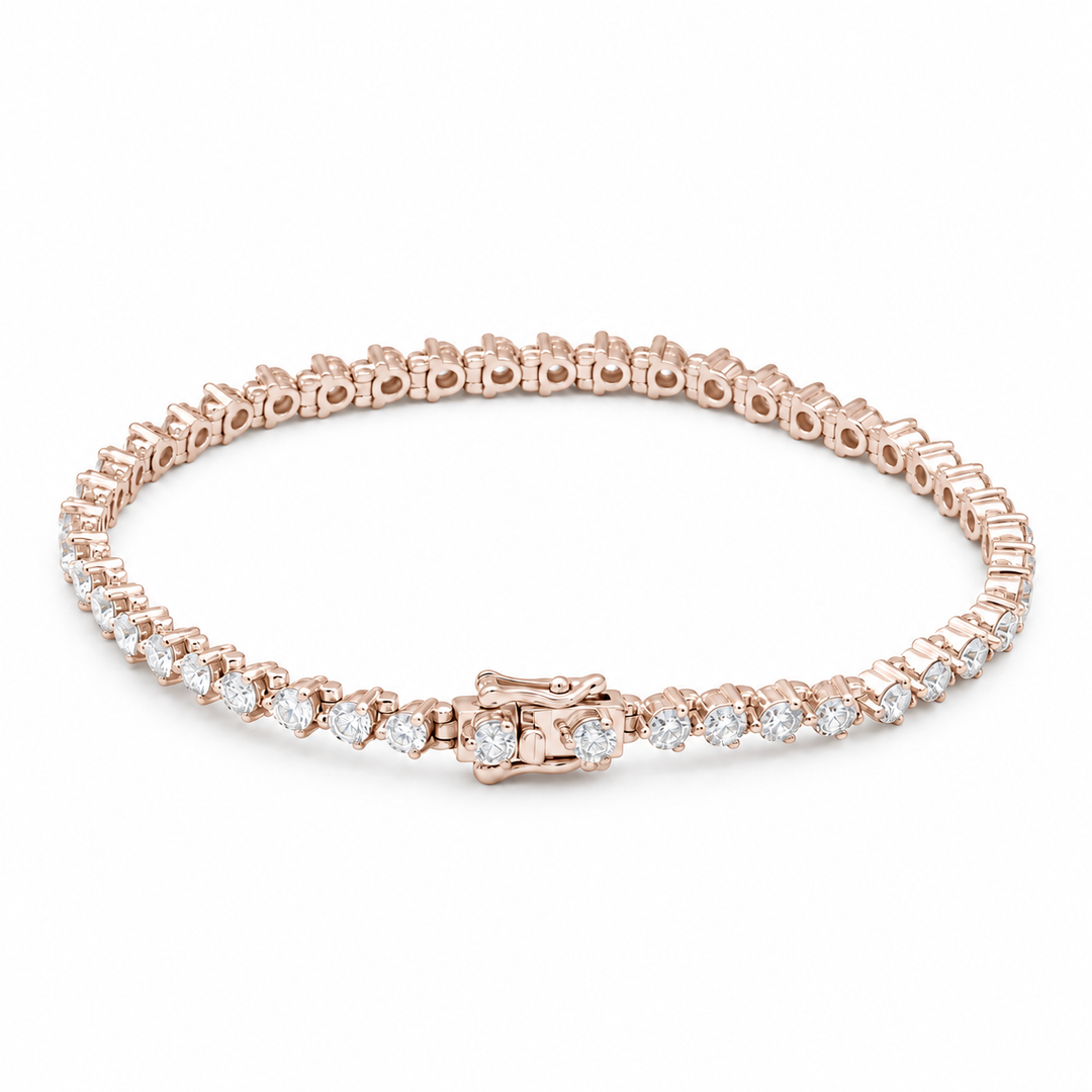 Three-Prong Round Lab Diamond Tennis Bracelet in 14K Rose Gold