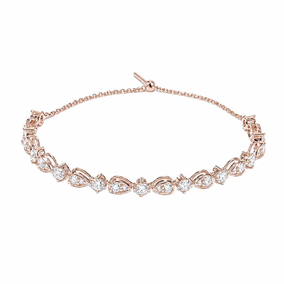Pear-Link Lab Diamond Half-Tennis Bracelet in 14K Rose Gold