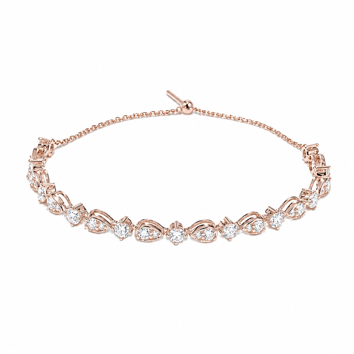 Pear-Link Lab Diamond Half-Tennis Bracelet in 14K Rose Gold