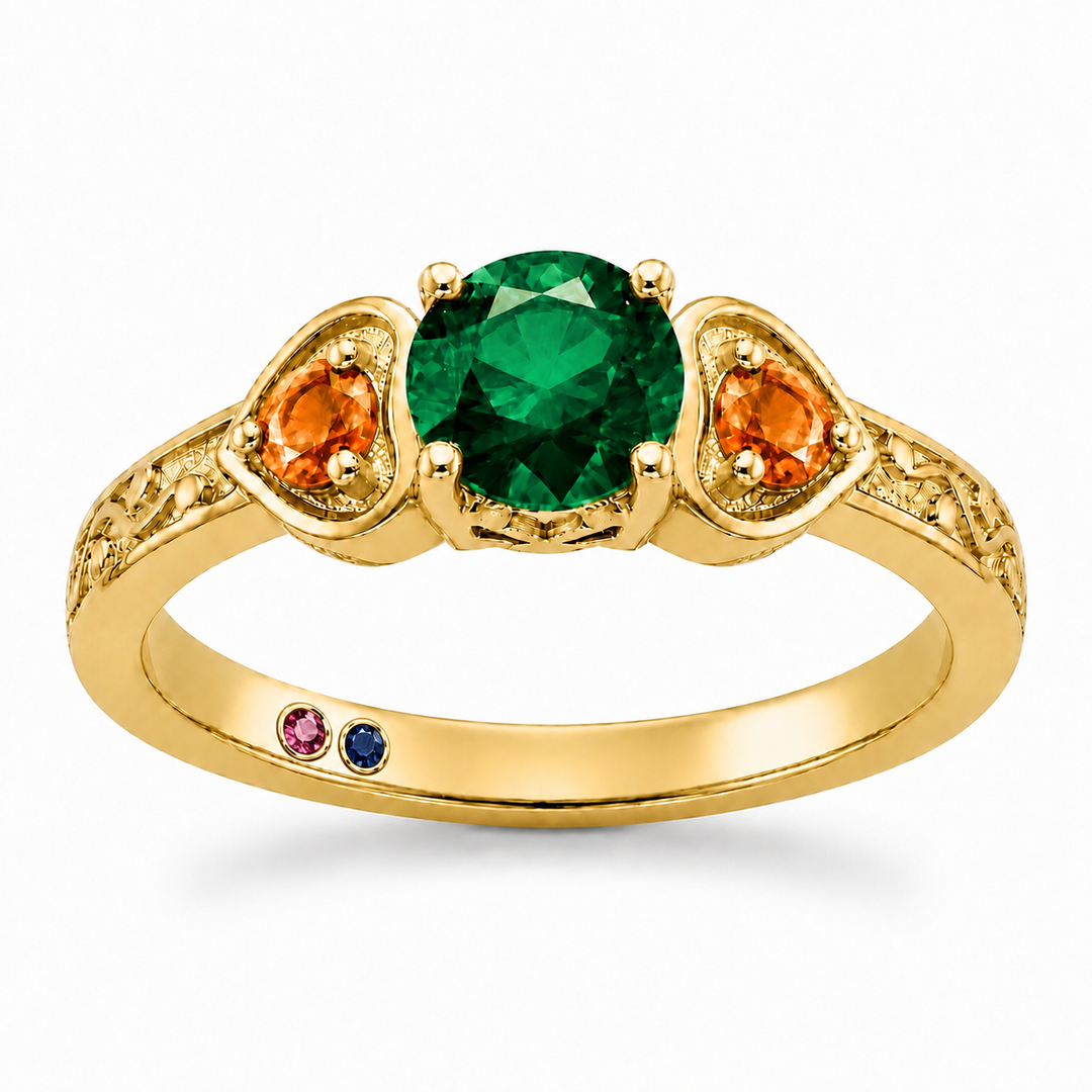 "Forest & Flame" Three-Stone Ring