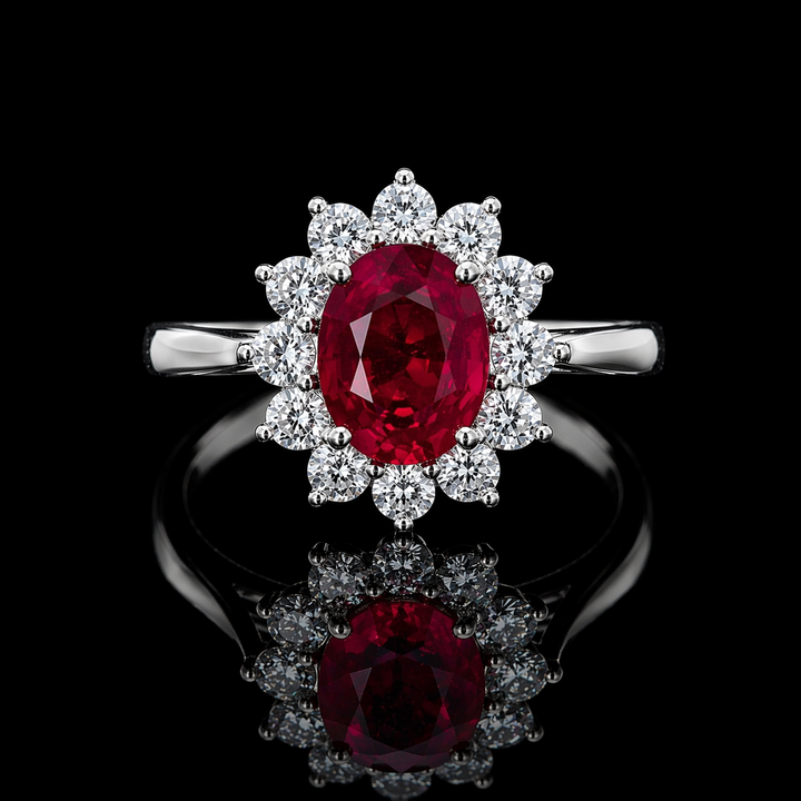 The Diana — Ruby Diamond Cluster Ring