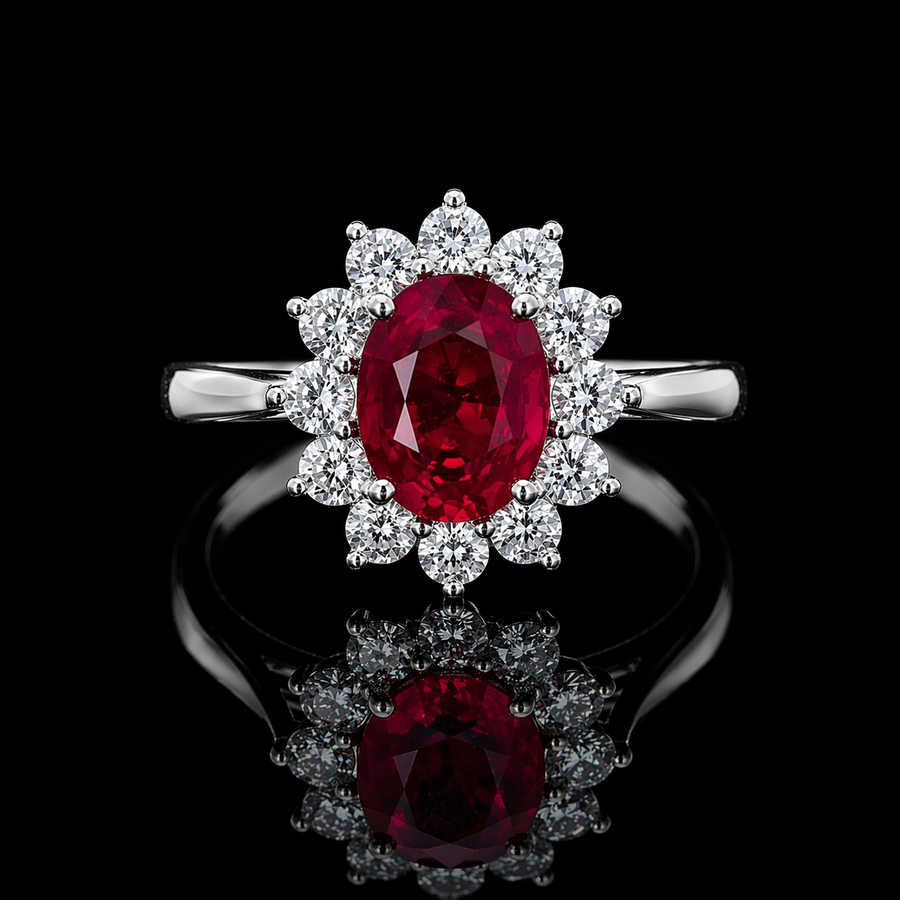 The Diana — Ruby Diamond Cluster Ring