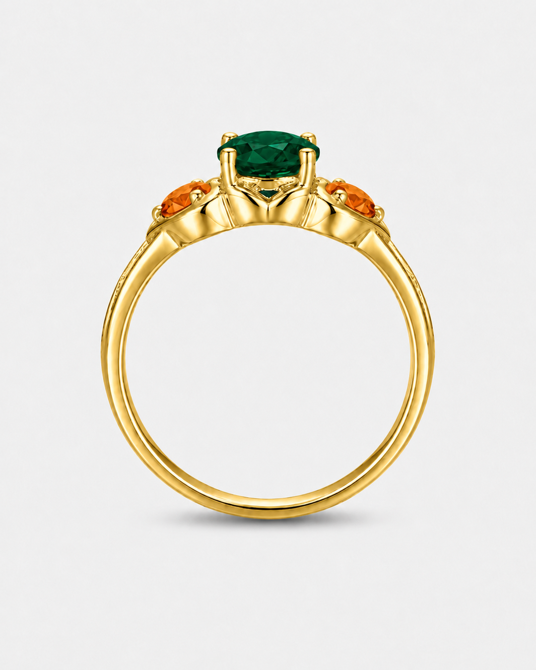 "Forest & Flame" Three-Stone Ring