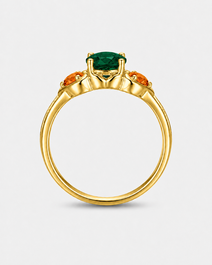 "Forest & Flame" Three-Stone Ring