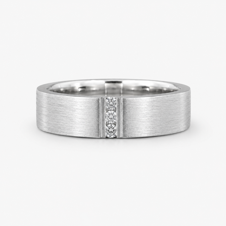 Brushed Vertical Diamond Accent Band Ring (3.5mm)