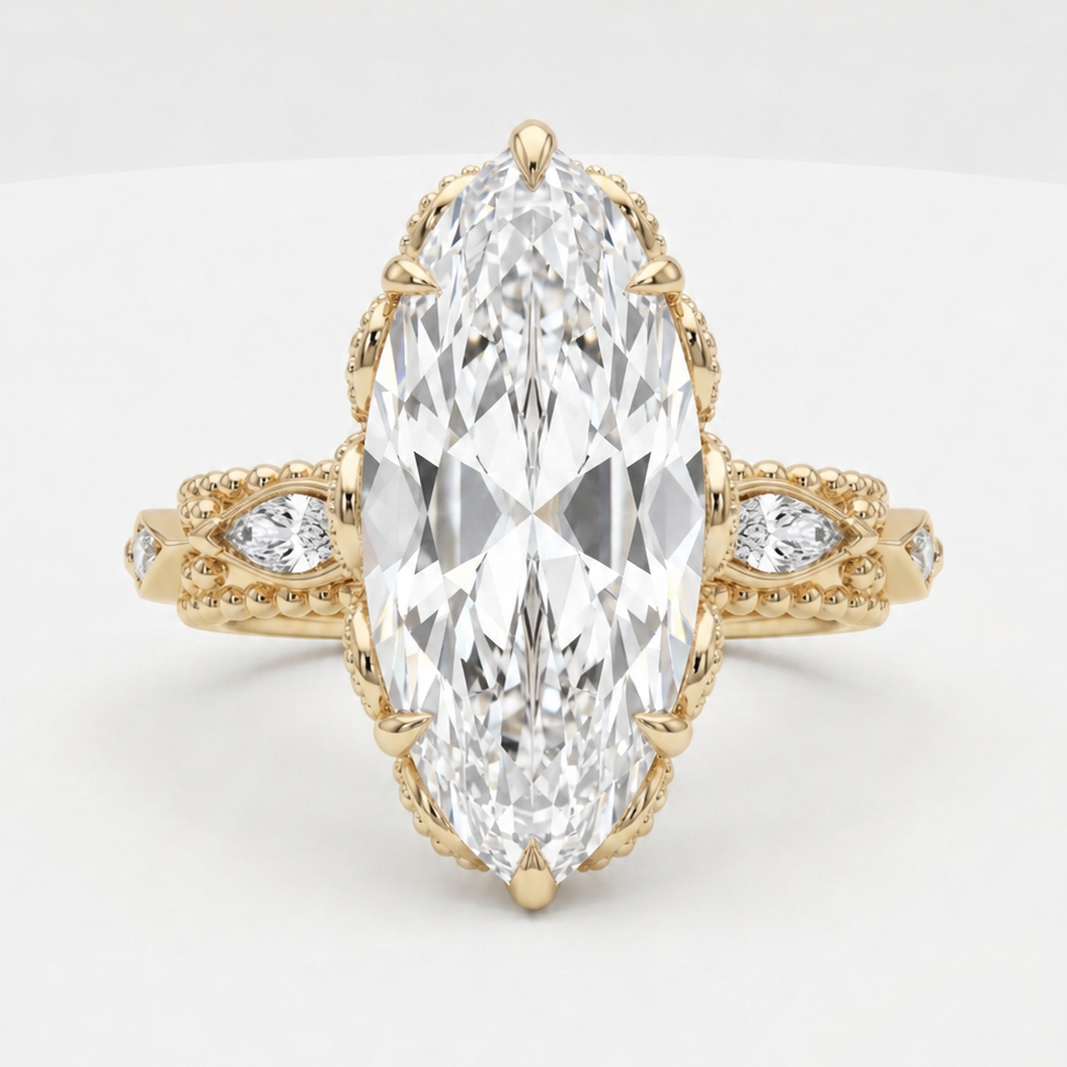 2.75ct Moval Diamond Ring with Vintage Milgrain, "The Juliette"