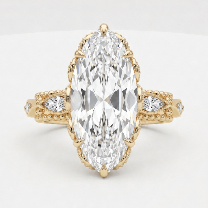 2.75ct Moval Diamond Ring with Vintage Milgrain, "The Juliette"
