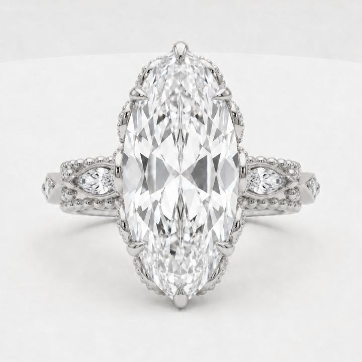 2.75ct Moval Diamond Ring with Vintage Milgrain, "The Juliette"