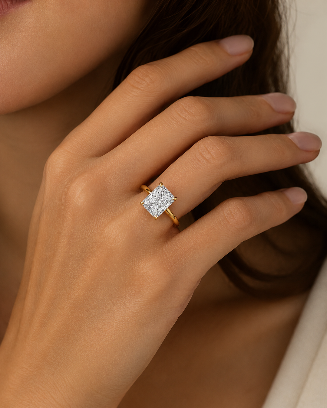 Radiant Diamond Ring with Hidden Halo, "The Adriana"
