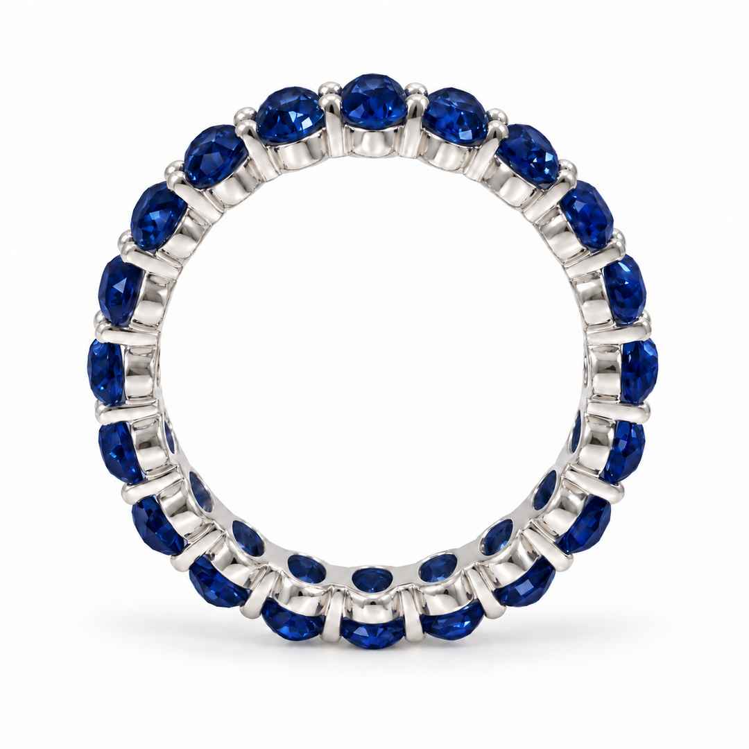 Oval Blue Sapphire Eternity Band (5mm, 5.04ctw)