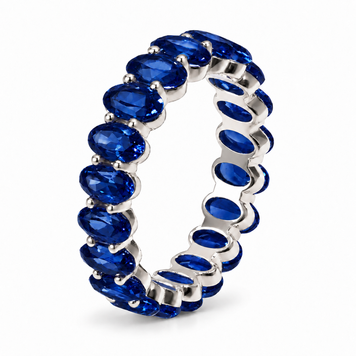 Oval Blue Sapphire Eternity Band (5mm, 5.04ctw)