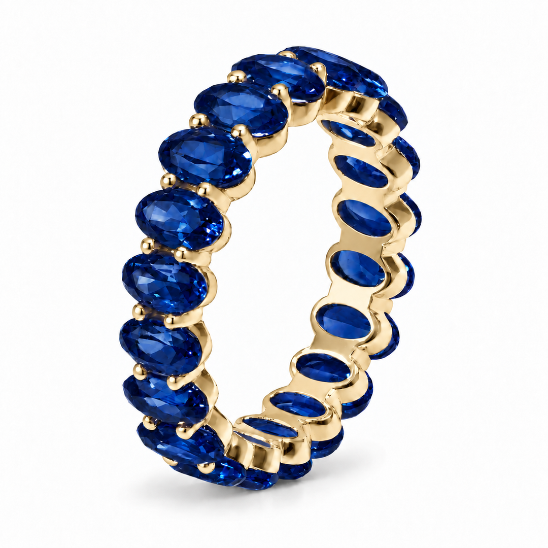 Oval Blue Sapphire Eternity Band (5mm, 5.04ctw)