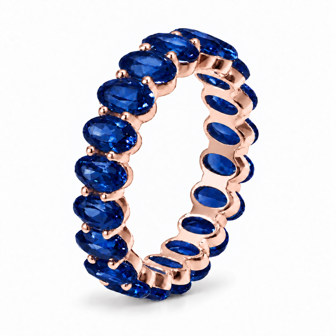 Oval Blue Sapphire Eternity Band (5mm, 5.04ctw)