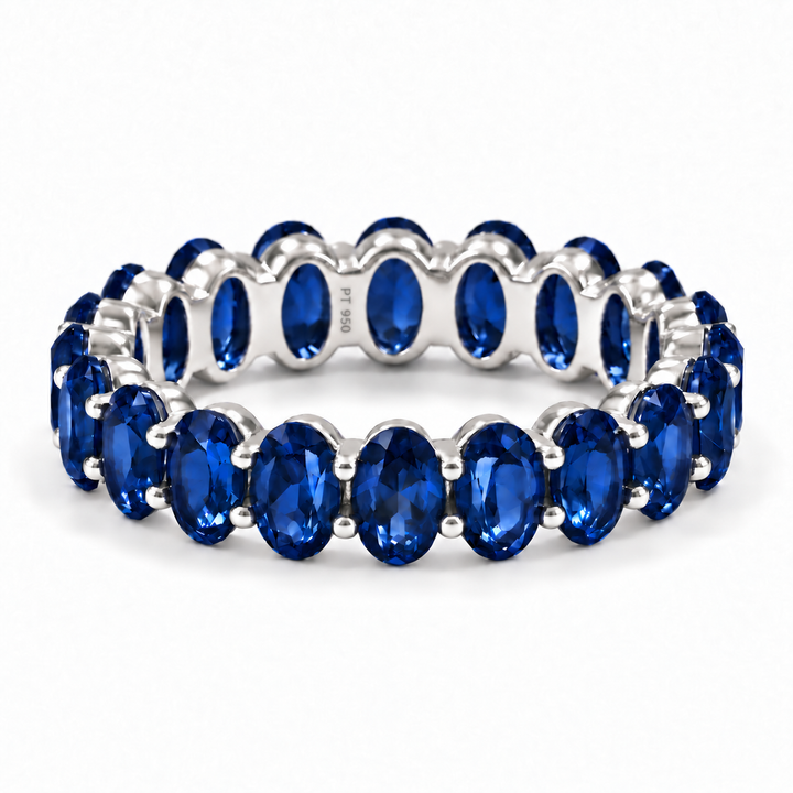 Oval Blue Sapphire Eternity Band (5mm, 5.04ctw)