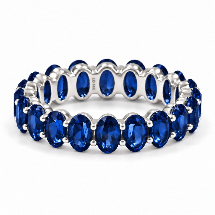 Oval Blue Sapphire Eternity Band (5mm, 5.04ctw)