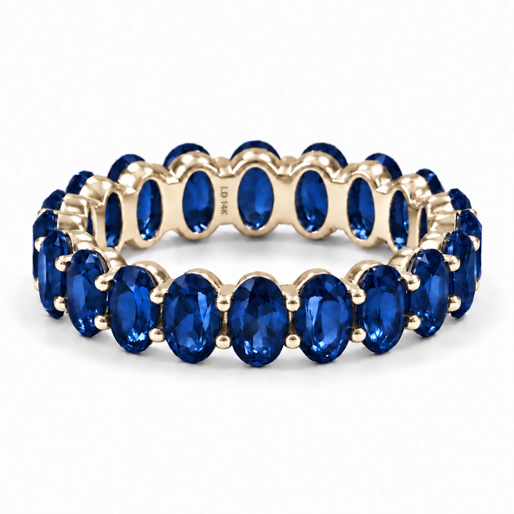Oval Blue Sapphire Eternity Band (5mm, 5.04ctw)
