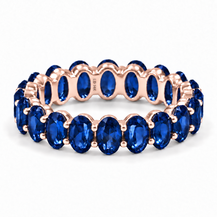 Oval Blue Sapphire Eternity Band (5mm, 5.04ctw)