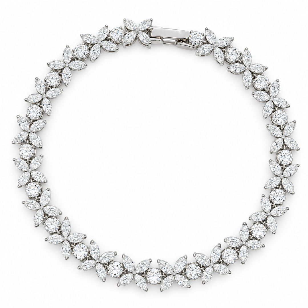The Jardin Blossom Lab Diamond Tennis Bracelet in 14K white gold