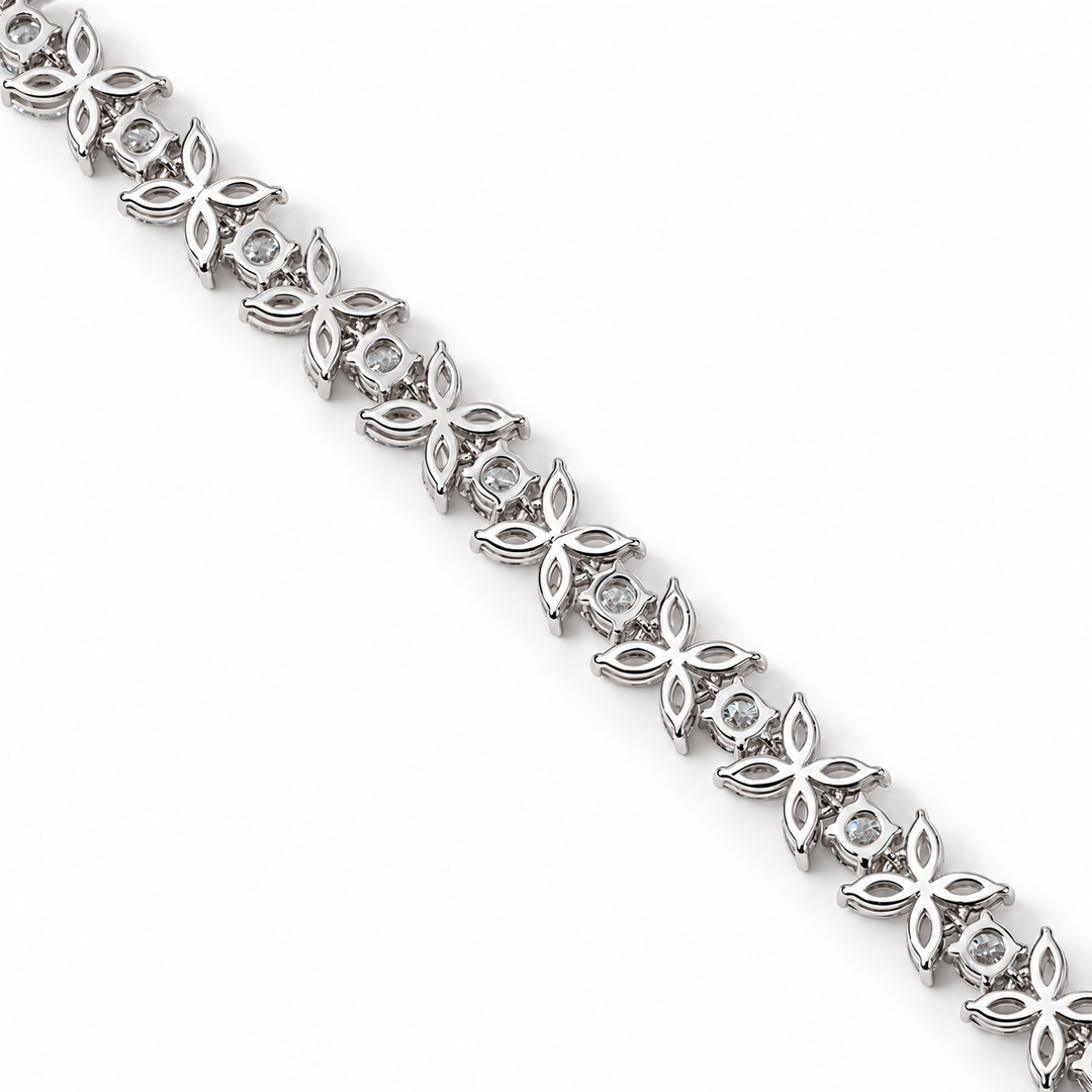 Back of the Jardin Blossom Tennis Bracelet showing the open gallery