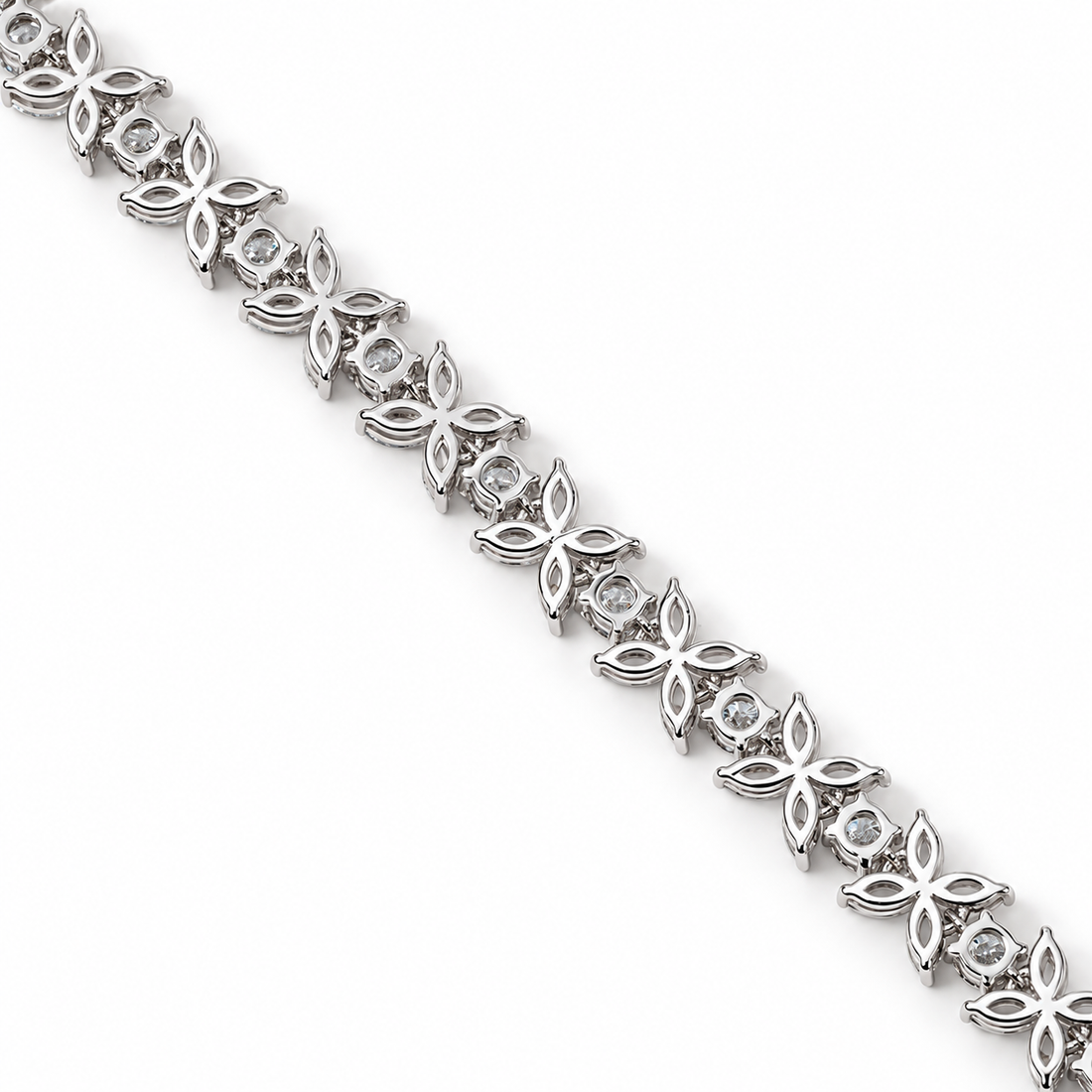 Back of the Jardin Blossom Tennis Bracelet showing the open gallery