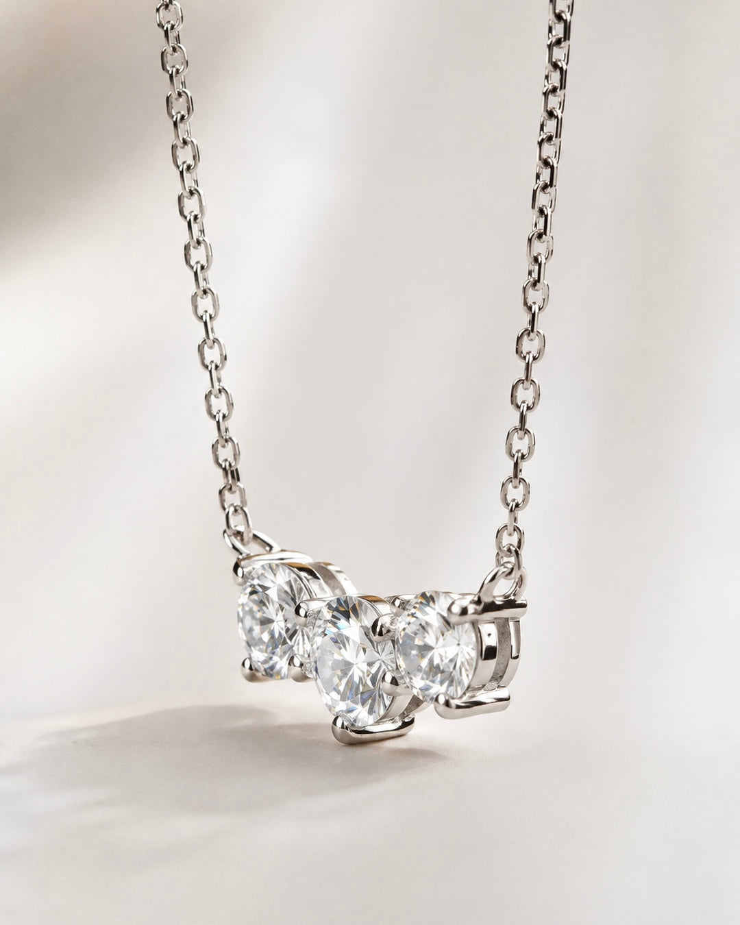 0.75ctw Lab Diamond Three-Stone Pendant Necklace