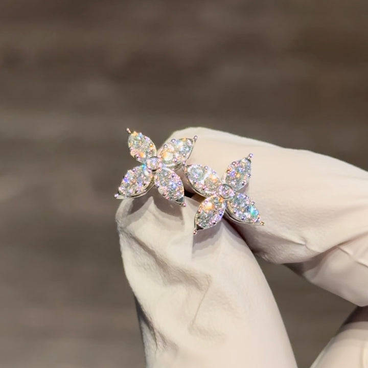 Customized™ 0.90ctw Flower Diamond Earrings in 14K Solid White/Rose Gold
