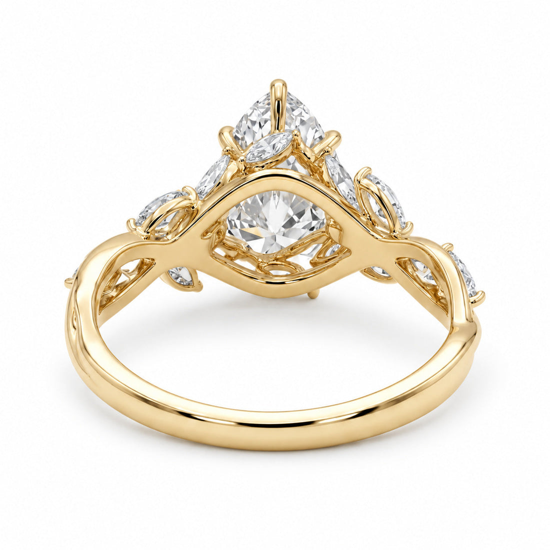 The Magnolia pear lab diamond vine engagement ring, view 5